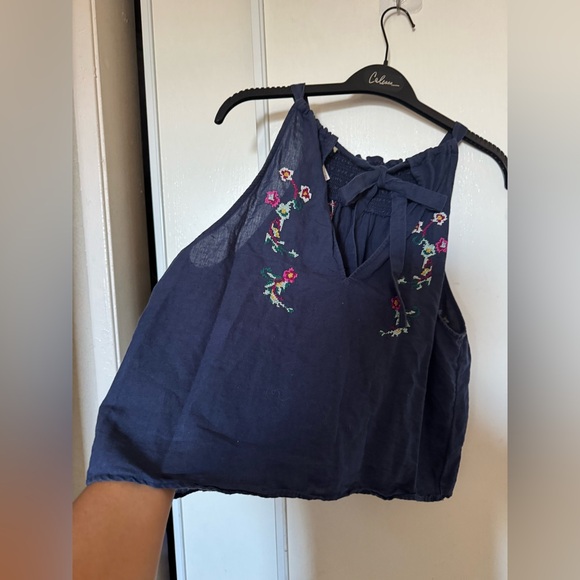 Free People Navy Floral Embroidered Tank - Picture 2 of 8